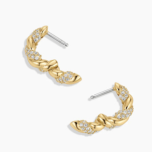 Wholesale Micro Insert VVS GRA Moissanite Twisted Designer Jewelry 14k gold filled huggie hoop <b>earrings</b> - Product Image 5