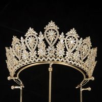 Vintage Baroque Diamant Cheveux Accessoires Femmes Mariage Couronne De Mariée Diadème Cubique Zircone Bandeau Anniversaires Pageants