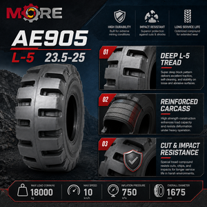 Neumático OTR 23.5-25 L5 AE905 40PR con Banda de Rodadura Profunda de 50 mm para Minería, Excavadoras, Bulldozers y Construcción Pesada - Product Image 2