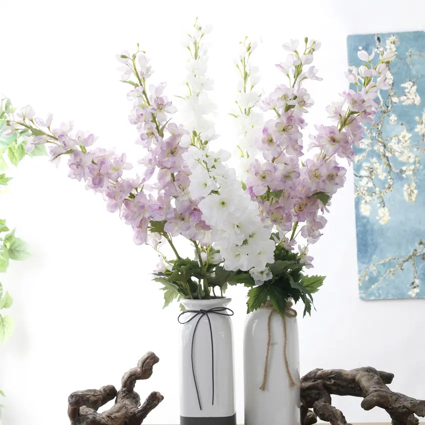 ヒヤシンスバイオレットフラワー人工シルクフラワーデルフィニウム花誕生日パーティーブライダルフローラル家の装飾装飾用フローレス
