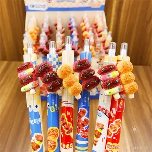 US Hot sale environmental protection item of stationery low price school office funny food print plastic gel pen 0.5mm