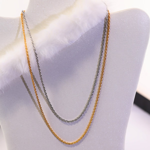 Simple Retro Metal <b>Braided</b> Chain 2mm Sweater Chain DIY Clavicle Necklace Unisex Zinc Alloy Jewelry <b>Accessory</b> - Product Image 2