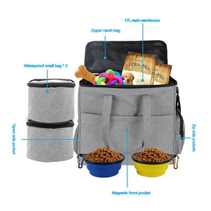 Bolsa de viaje para mascotas de diseño premium, portador de comida para <span class=keywords><strong>perros</strong></span> aprobado por la aerolínea <span class=keywords><strong>con</strong></span> 2 cuencos, perfecto para <span class=keywords><strong>viajes</strong></span> por carretera, camping, senderismo - Product Image 3