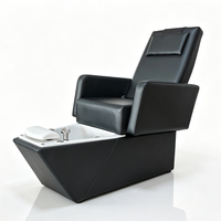Chaise de pédicure en cuir noir au design unique, équipement de salon de manucure, luxe moderne, lumières LED, chaise de manucure à vendre