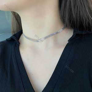Dylam Hot Selling Minimalist Hip-Hop Women <b>Statement</b> Rhodium Plated Jewelry 925 Sterling Silver Flat Snake Choker <b>Necklace</b> Chain - Product Image 3