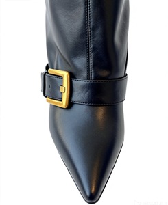 Manufacturer Custom <strong>Trouser</strong> <strong>Boots</strong> Leather Buckle Knee-High <strong>Boots</strong> Pointed Toe, Stiletto Heel, and Sculpted Leather - Product Image 3