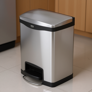 Cestino per Rifiuti con Pedale in Acciaio Inox 30 L Nero per Cucina e Bagno - Product Image 3