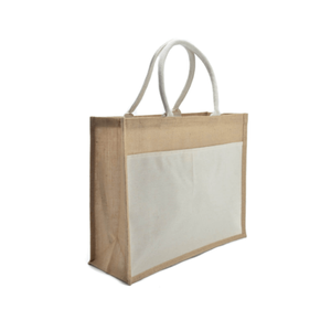 Bolsa de Compras de Yute de Tamaño Mediano con Logotipo Personalizado Directo de Fábrica, Bolsa Reutilizable de Fibra Natural para Compras y Venta al por Menor - Product Image 1