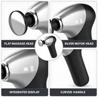 Pistolet de massage chauffant noir avec 6 vitesses, 4 têtes, 3 niveaux de chaleur et indicateur LED pour massage par percussion du corps entier