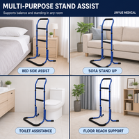 Barre d'appui pour se lever en aluminium, réglable en hauteur, multi-poignées, antidérapante, aide à la mobilité pour personnes âgées, assistance au lever du lit, sécurité au chevet