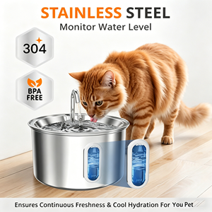 Fontanella <span class=keywords><strong>per</strong></span> <span class=keywords><strong>Gatti</strong></span> in Acciaio Inox da 3,2L, Fontana Automatica <span class=keywords><strong>per</strong></span> Finestra, Dispenser d'Acqua <span class=keywords><strong>per</strong></span> Cani e <span class=keywords><strong>Gatti</strong></span>, <span class=keywords><strong>Ciotola</strong></span> <span class=keywords><strong>per</strong></span> Animali Domestici - Product Image 2