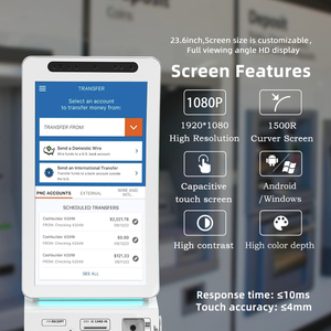 Tùy chỉnh tiền mặt chấp nhận 23.6 ''Wall Mount kiosk điện dung cong màn hình cảm ứng đầu đọc thẻ Máy in hóa đơn tự dịch vụ kiosk sảnh - Product Image 3