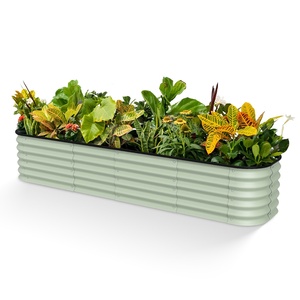 Bac à légumes <span class=keywords><strong>surélevé</strong></span> 240x60x43cm <span class=keywords><strong>DIY</strong></span> en acier galvanisé, écologique, durable, avec revêtement en poudre, pour jardins potagers et pots de fleurs - Product Image 1