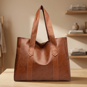 Sac de voyage élégant et personnalisable en cuir véritable pour femme BS INTERNATIONAL, imperméable, avec deux fermetures éclair, simple et de qualité supérieure - Product Image 4
