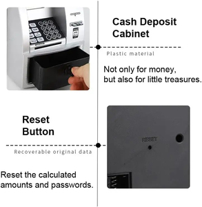 Hucha de cajero automático para dinero real Mini cajero automático para enseñar a los niños la gestión del dinero Banco de cajero automático versátil para niños puede leer USD - Product Image 5