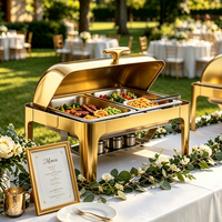 Ensemble de chauffe-plats pour buffet de mariage, équipement de traiteur, réchaud de buffet moderne, plat chauffant en métal, plateau alimentaire en acier inoxydable