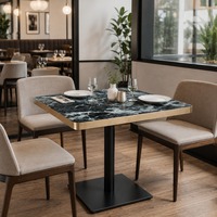 Plateau de table de restaurant en pierre frittée T1 avec bord en alliage d'aluminium, épaisseur 30 mm, surface de repas commerciale moderne, prix DDP USA