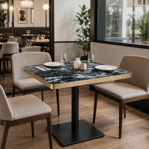Plateau de table de restaurant en pierre frittée T1 avec bord en alliage d'aluminium, épaisseur 30 mm, surface de repas commerciale moderne, prix DDP USA - Product Image 2