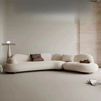 Ensemble de canapés modernes asymétriques en bois et tissu avec un design italien courbé pour hôtel, villa, maison et salon