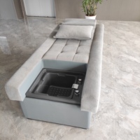Fauteuil de pédicure électrique pour salon de beauté SPA, 90 cm de large, avec trou pour le visage intégré, en cuir PU, inclinable, pour réflexologie plantaire et bain de pieds