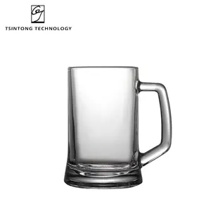 Vente en gros 500ml 17oz de haute qualité grande capacité classique tasse en verre transparent Logo personnalisé boisson vin bière tasse avec poignée