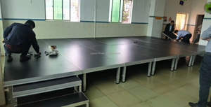 Plataforma de Escenario Portátil de Acero y Madera con Estructura de Aluminio de 1.22x1.22m y 2x1m, Soporte para Tambor, Muebles de Madera para Conciertos - Product Image 4