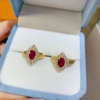 Cincin Perak Sterling 925 Mewah dengan Batu Ruby Myanmar Alami, Bersih, Merah Cerah, Laris untuk Grosir dan Pasokan Hadiah