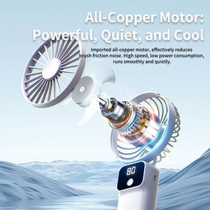 Ventilateur portable de poche avec écran LED numérique, design pliable, sangle de suspension, batterie au lithium 1200 mAh - Product Image 3
