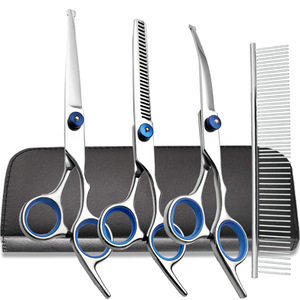 Professional <b>Dog</b> Grooming <b>Scissors</b> Set Stainless Steel Pet Grooming Shears Kit with Thinning Curved for <b>Dogs</b> Cats - Product Image 2