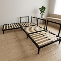 Schnell Montierbarer Minimalistischer L-förmiger Stahl-Holz-Sofarahmen Robuster Wirtschaftlicher Bettrahmen für Apartment, Schlafzimmer, Wohnzimmer und Hotelgebrauch