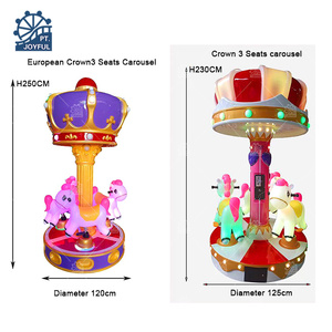 Mini juego de entretenimiento de carrusel de liebres y tortugas que funciona con monedas para niños con 3 asientos hechos de metal - Product Image 1