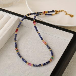 قلادة نسائية أنيقة، سلسلة عنق فاخرة من حجر اللازورد الطبيعي للارتداء اليومي - Product Image 6