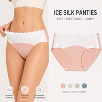 Culotte en soie glacée antibactérienne douce pour la peau, taille mi-haute élastique, fine et sans couture, idéale pour l'été, pour filles et étudiantes