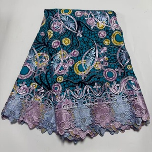 Wax African Cotton Fabric With <strong>Embroidery</strong> Laces African With <strong>Embroidery</strong> Lace <strong>Material</strong> Sewing French Lace Fabric for Dress - Product Image 3
