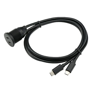 Dual-port Type-C Male To Female Waterproof <b>Cable</b> <b>USB</b> 3.1 Data Extension For Automotive Marine RV Dashboard Panels - Product Image 2