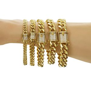 Hip Hop <span class=keywords><strong>Miami</strong></span> 14K18K Oro Acero inoxidable Iced Broche Cadena de eslabones-Cadena cubana Cubana Collar de hombre Perla de circón Piedras principales Regalo - Product Image 3