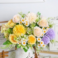Bouquet de mariage en soie artificielle marguerite et rose printanière, accessoires de photographie, décorations de porte pour les fêtes, arrangements floraux, ornements capillaires