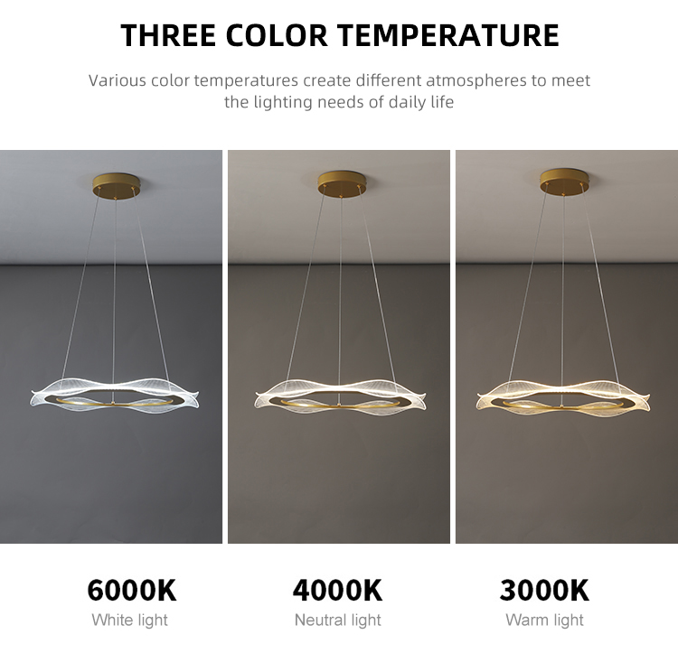 Decorative Acrylic Material Vintage Morden Hanging Led Pendant Lamp For Living Room