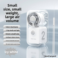 Ventilateur portable futuriste transparent avec écran numérique chromé, 100 vitesses, mini turbo, 2000 mAh, cadeau de luxe