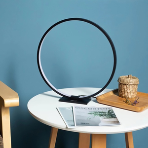 Kreisförmige LED-Tischlampe Schlafzimmer Büro Moderne Acryl-Ringlampe Metall-Tischleuchte mit Touch-Funktion 12W Licht mit USB-Anschluss - Product Image 3