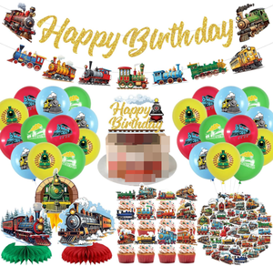 Decoración para Fiesta <span class=keywords><strong>de</strong></span> Cumpleaños con Temática <span class=keywords><strong>de</strong></span> Tren Vintage, Pancartas <span class=keywords><strong>de</strong></span> Feliz Cumpleaños, Guirnaldas, <span class=keywords><strong>Globos</strong></span> Impresos, Centros <span class=keywords><strong>de</strong></span> Mesa <span class=keywords><strong>de</strong></span> Panal, Adornos para Pastel, Pegatinas - Product Image 1