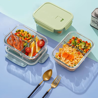 Boîte à lunch en verre hermétique, anti-fuite, sans BPA, de qualité alimentaire, pour la préparation des repas au bureau, à l'école, en pique-nique, pour le stockage des aliments
