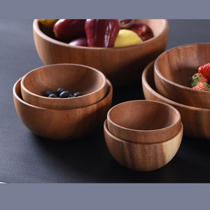 Acacia Wood Household Tableware <span class=keywords><strong>Bowl</strong></span> para Fruit Salad Instant Noodles ou Mixing-para Servir ou Servir - Product Image 3