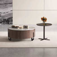Table Basse Ronde Portable de Luxe Moderne et Élégante – Ensemble Table à Thé en Bois Écologique pour Salon – Meuble de Maison Tendance