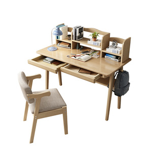Modern Minimalist Solid Wood Kids Desk With Storage <b>Shelf</b> Study Table For Bedroom Or Study Room Natural Wood Color - Product Image 5