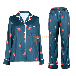 Conjunto de <span class=keywords><strong>pijama</strong></span> de mujer de <span class=keywords><strong>Navidad</strong></span> de moda Pijamas de <span class=keywords><strong>pareja</strong></span> de seda satinada para <span class=keywords><strong>Navidad</strong></span> - Product Image 1