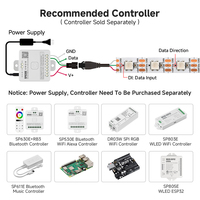 BTF LIGHTING, Cada Circuito Integrado Controla Una Tira de Luces LED 5050 SMD RGBIC de 60 LED, Direccionables Individualmente, DC24V