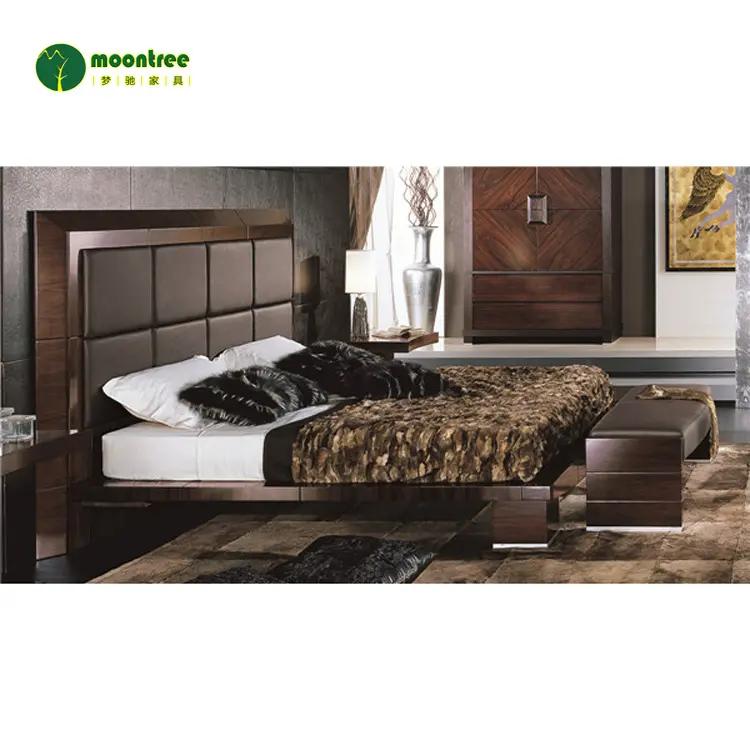 Top Qualität Hotel Schlafzimmer Möbel Moderne Design König Größe Holz Leder Bett