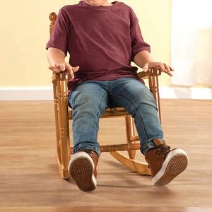 Personnalisé Enfants Chaise Berçante/Classique Design À Bascule et Construction En Bois Dur/Finition Naturelle avec La Police Bleue - Product Image 3