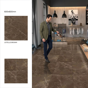 Listello Crema 600x600mm Double Charge Vitrified Tiles <b>Mirror</b> Polished Marble Finish Floor Design - Product Image 6